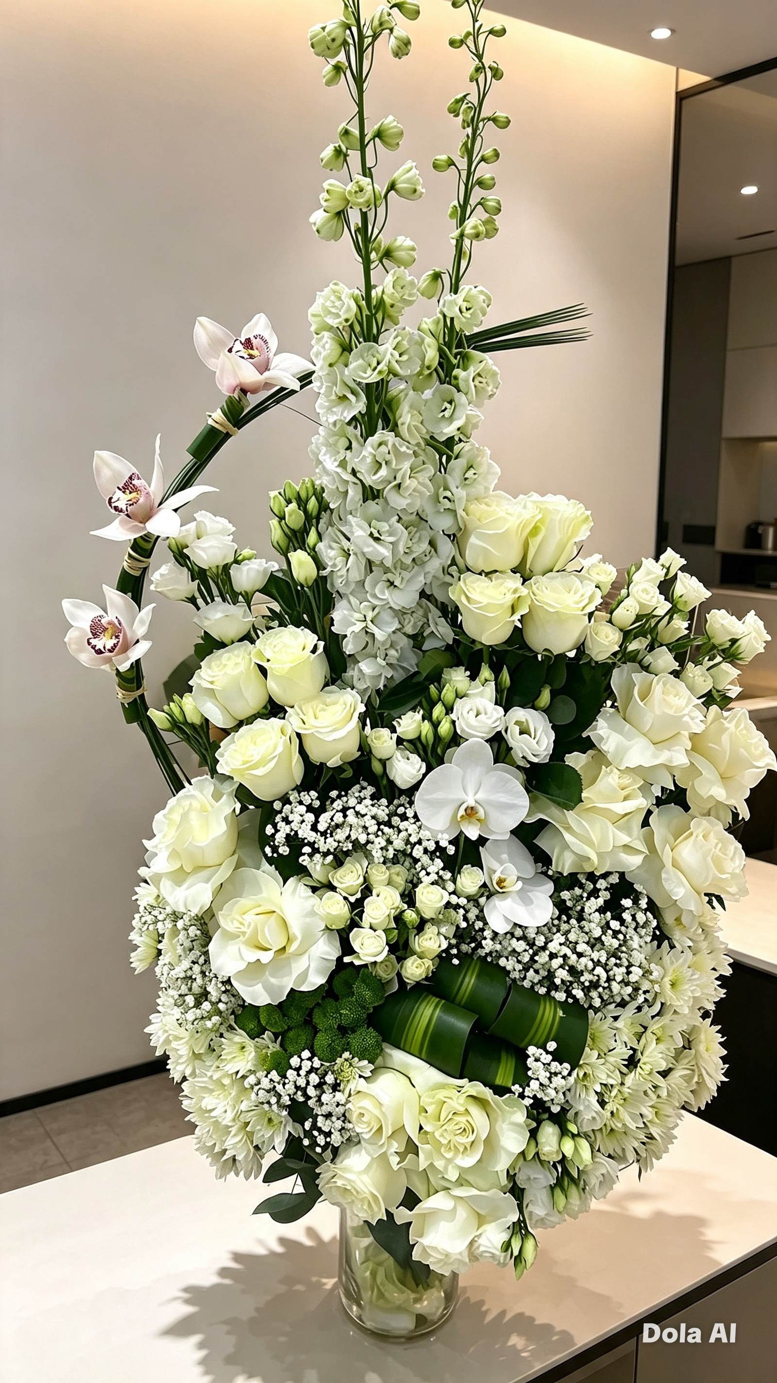white flower with vase